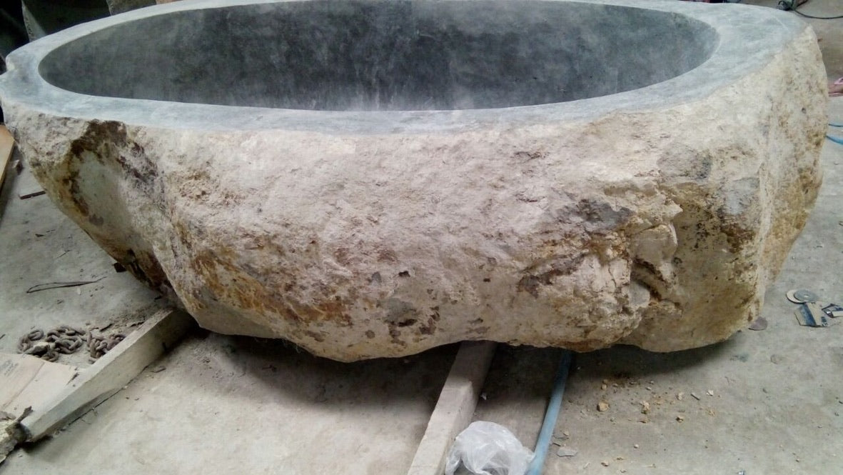 Handcrafted Natural Stone Freestanding Bathtub - Spa Quality