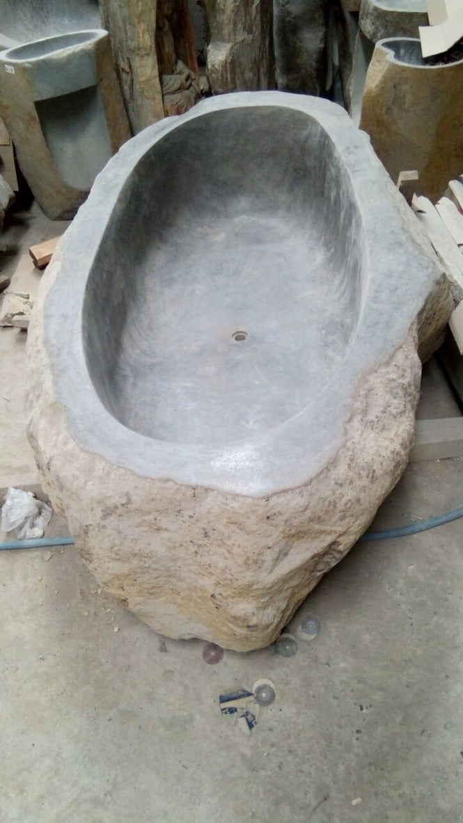 Handcrafted Natural Stone Freestanding Bathtub - Spa Quality