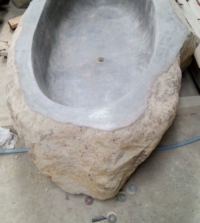 Handcrafted Natural Stone Freestanding Bathtub - Spa Quality