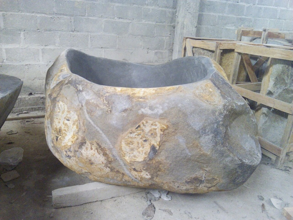 Handcrafted Natural Stone Freestanding Bathtub - Spa Quality