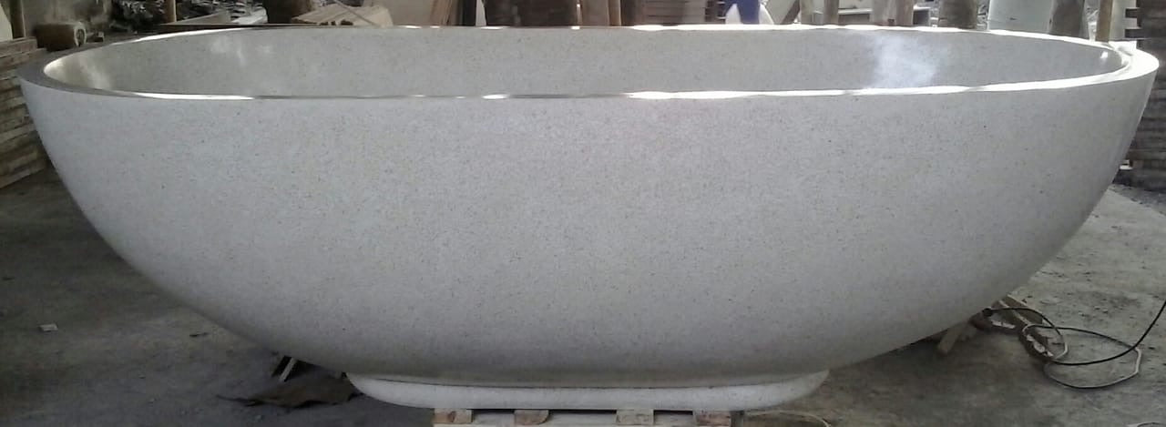 Handcrafted Terrazzo Stone Freestanding Bathtub - Spa Quality (Oval)