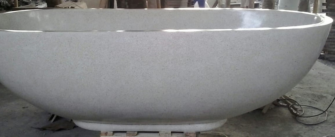 Handcrafted Terrazzo Stone Freestanding Bathtub - Spa Quality (Oval)