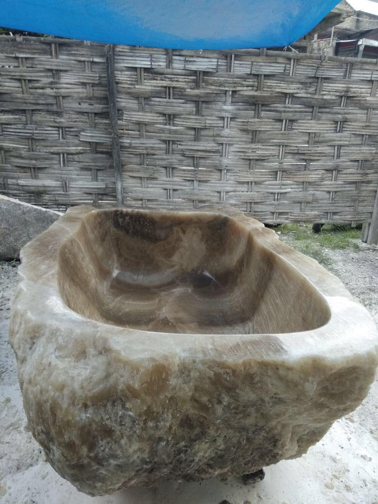Handcrafted Onyx Stone Freestanding Bathtub - Spa Quality