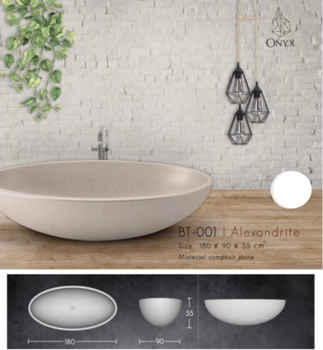 Handcrafted Terrazzo Stone and Cement Freestanding Bathtub - Spa Quality