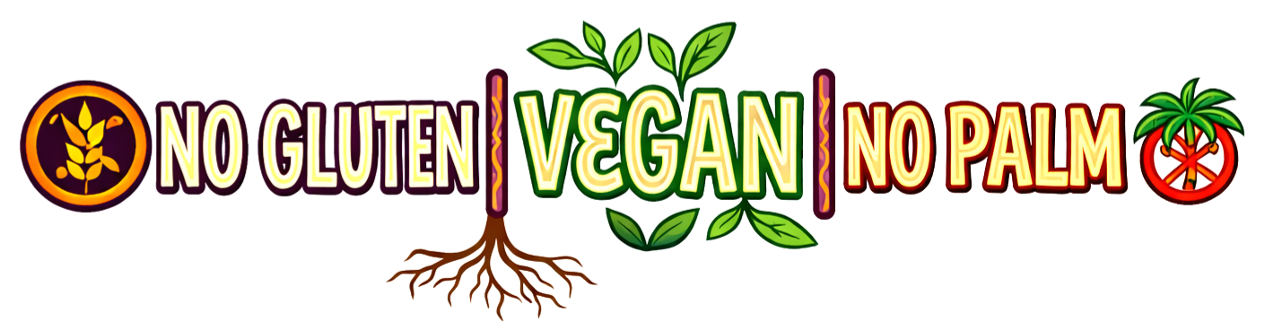 No gluten, vegan, no palm oil