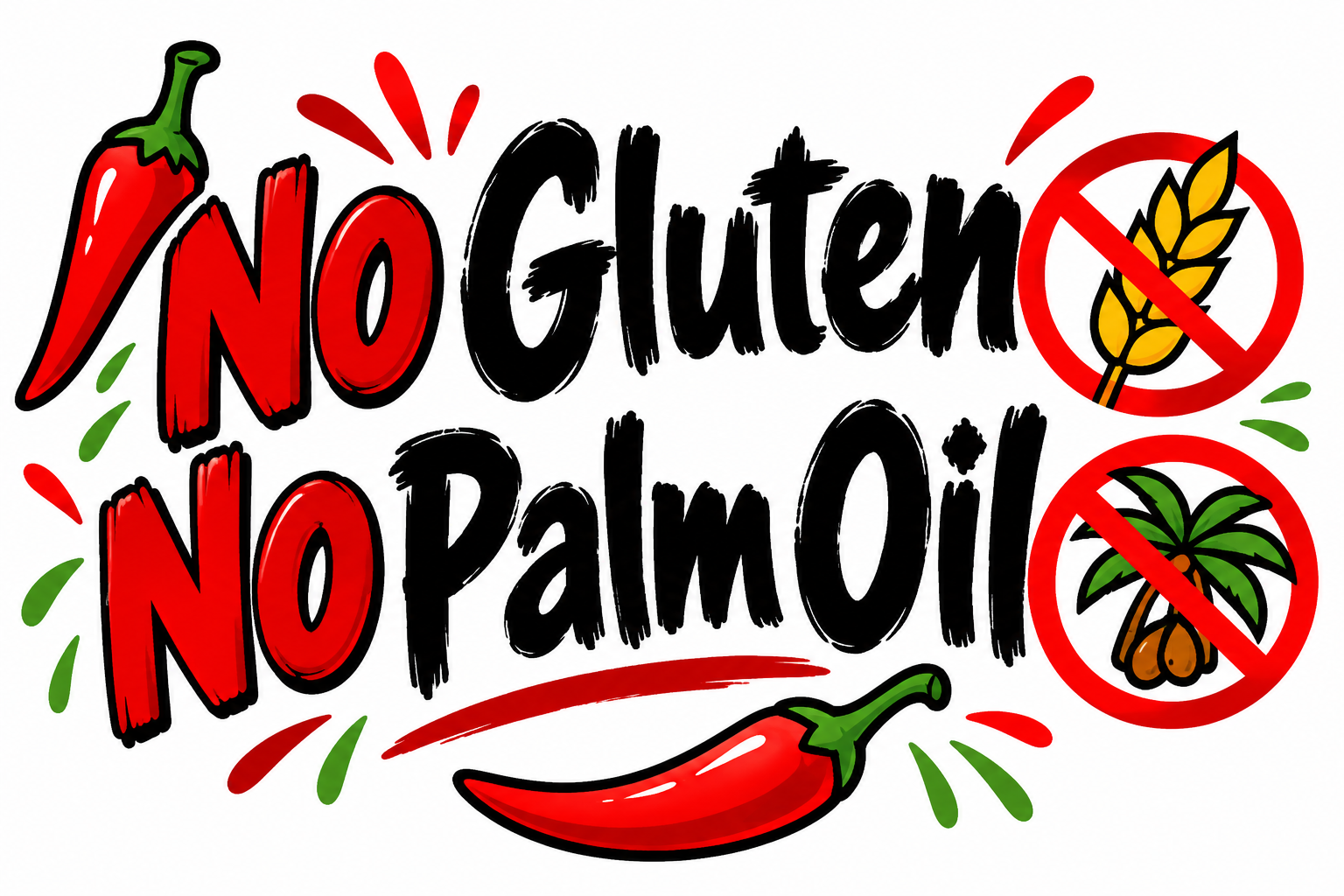 No gluten, vegan, no palm oil