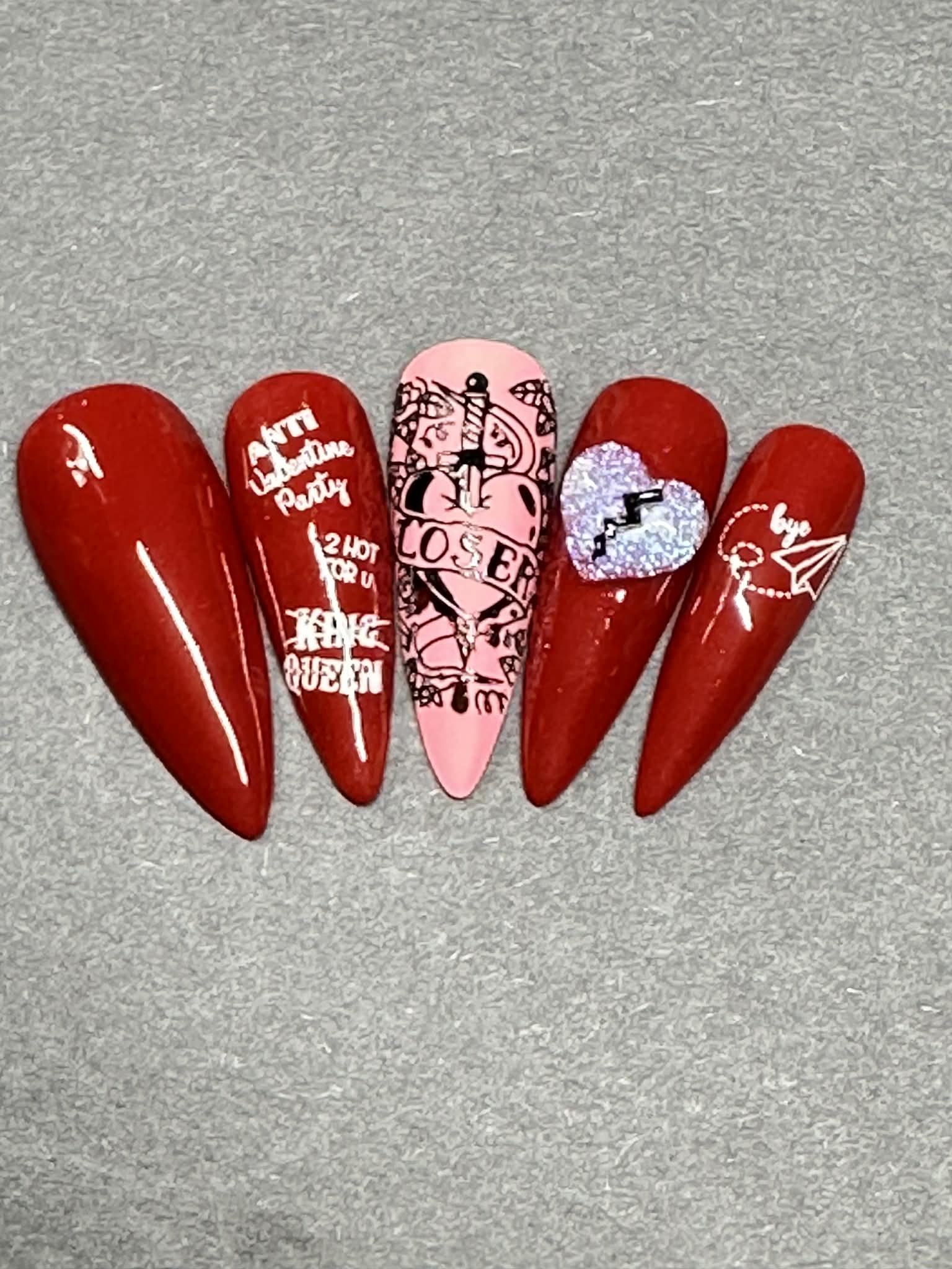 The Scorn Valentine - Anti Valentines - Set of 10 Nails