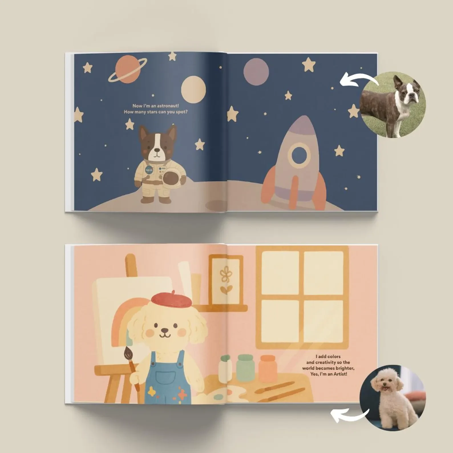 Custom Pet Jobs Book for Kids – Personalized Bedtime Story, Dog or Cat as Hero - Gift Idea for Godso