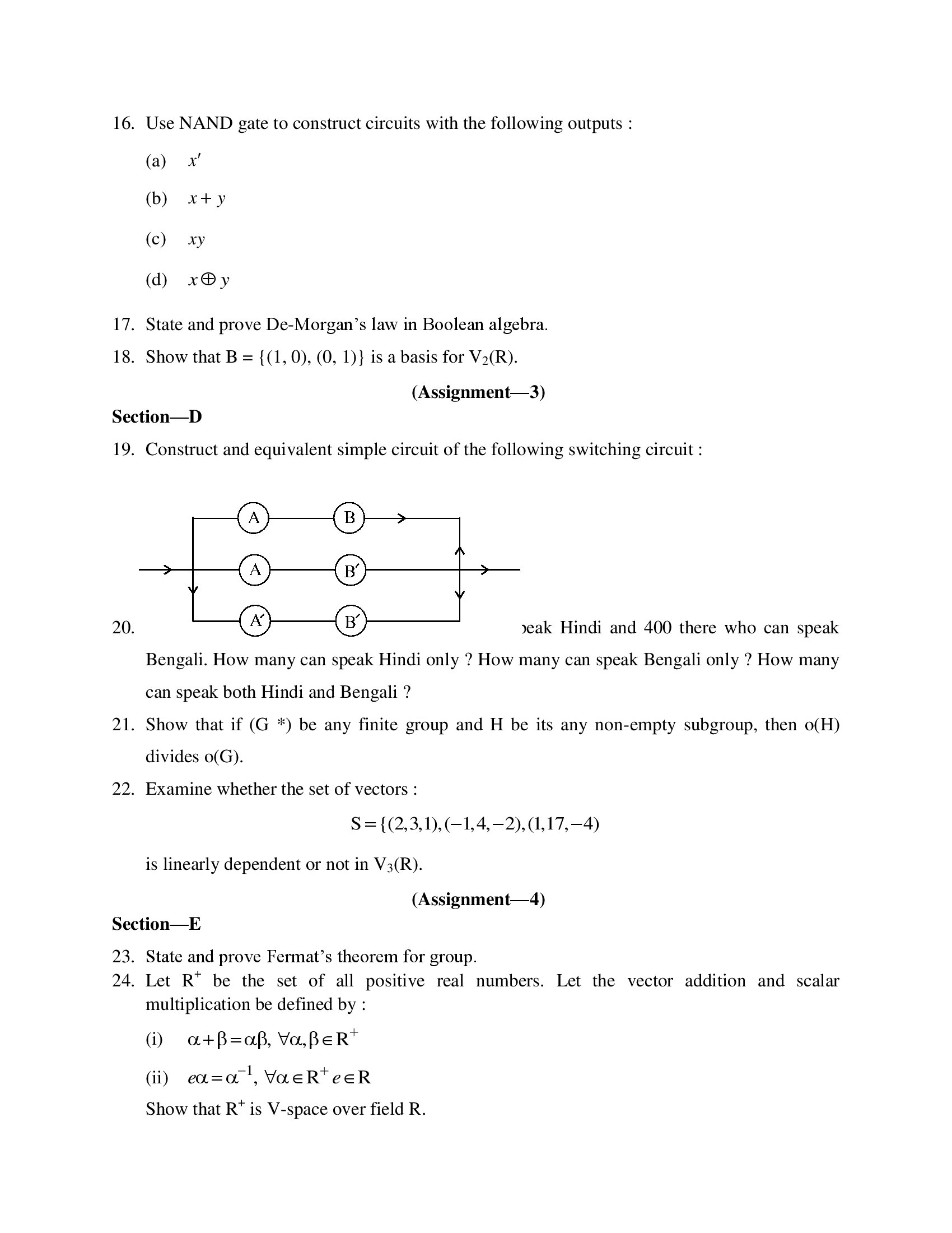 PSSOU MA/MSC (Mathematics) Previous Discrete Mathematics (L–294) Solved Assignment 2025