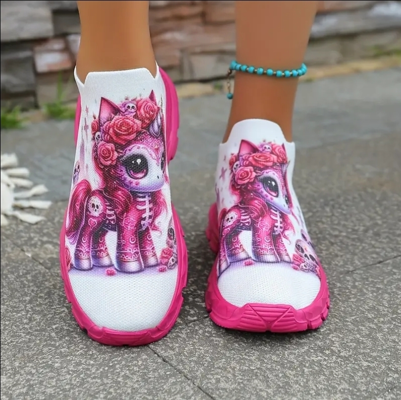 Womens Unicorn & Skulls Halloween Shoes