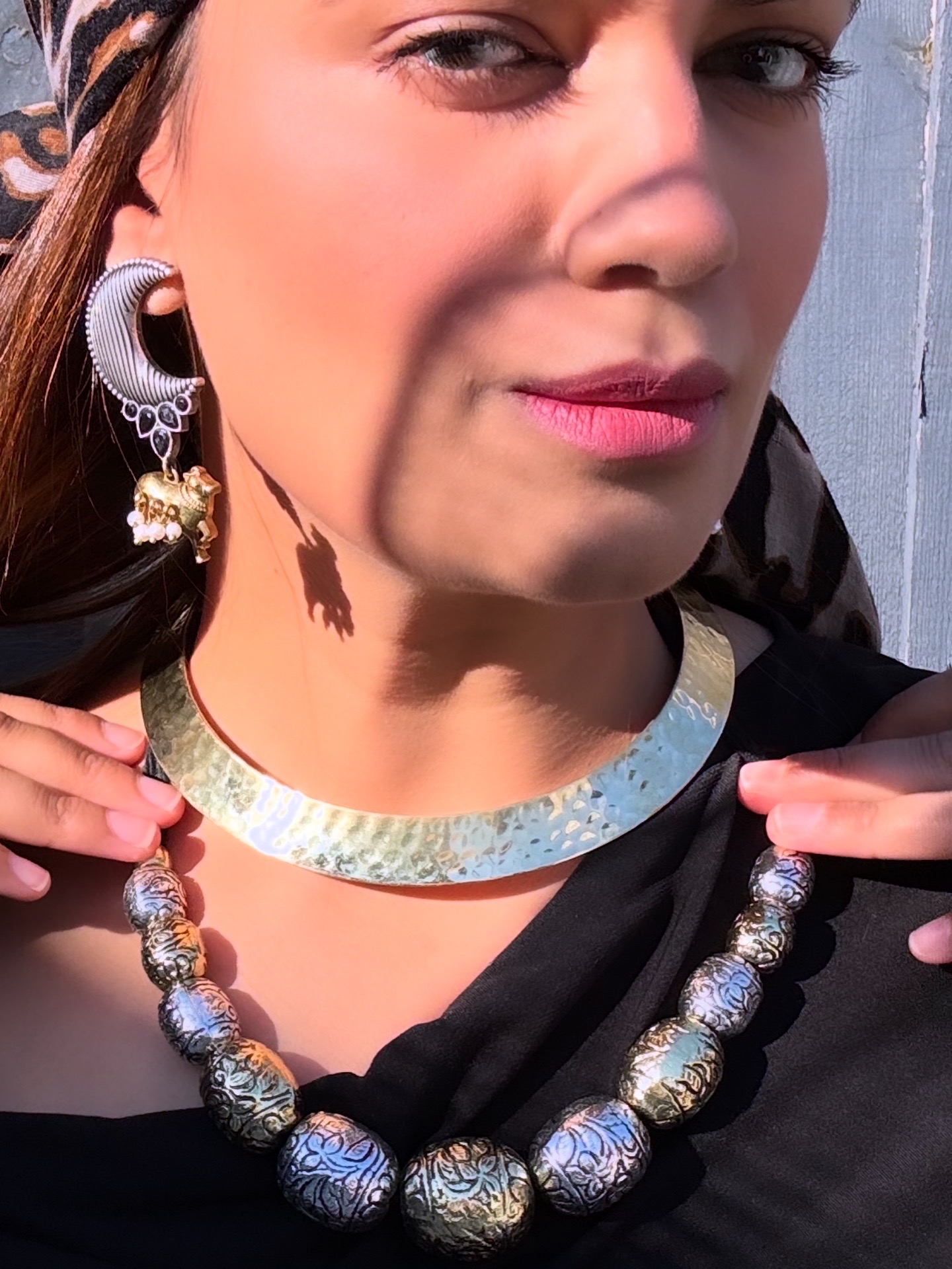 Golden Hammered Collar Necklace