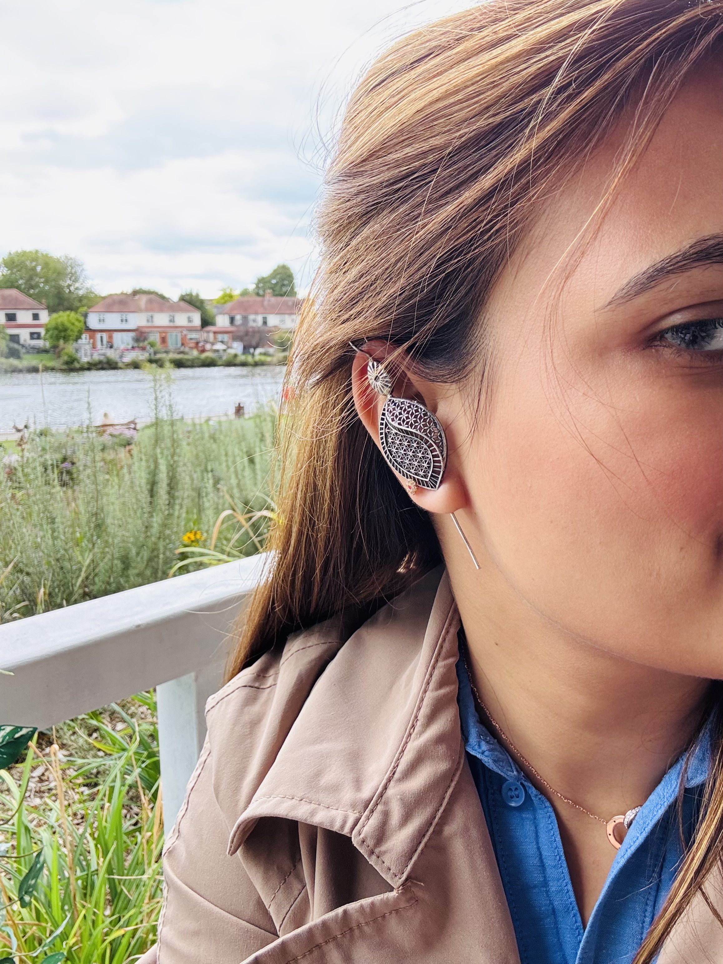 Leaf Ear pin earrings