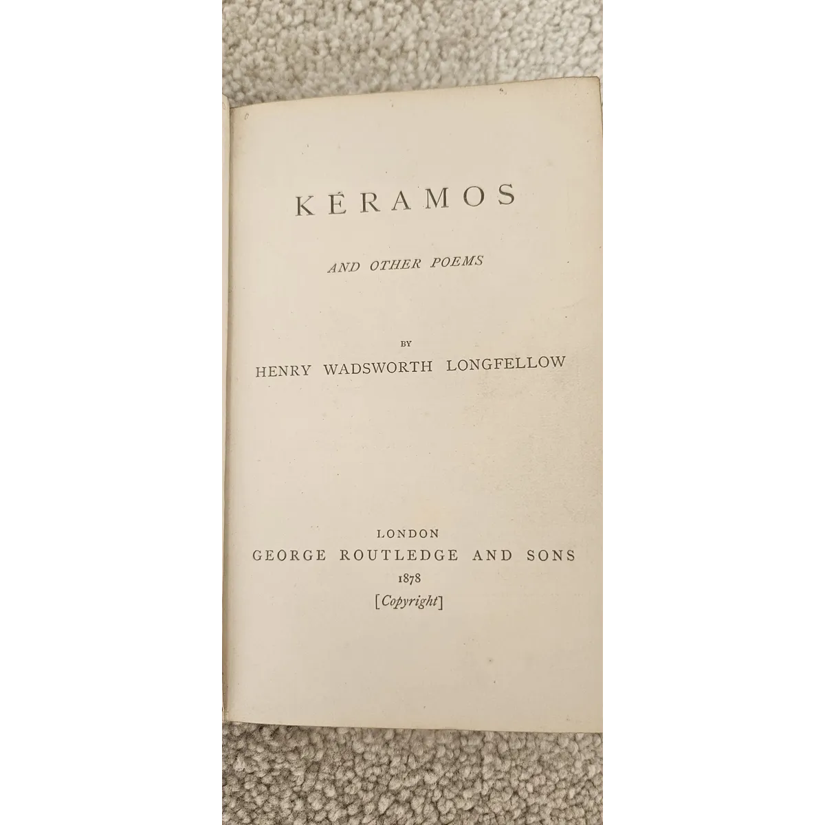 Keratosis and other poems by Henry Longfellow