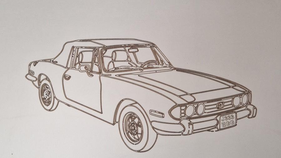 Triumph Stag boot panel laser engraved