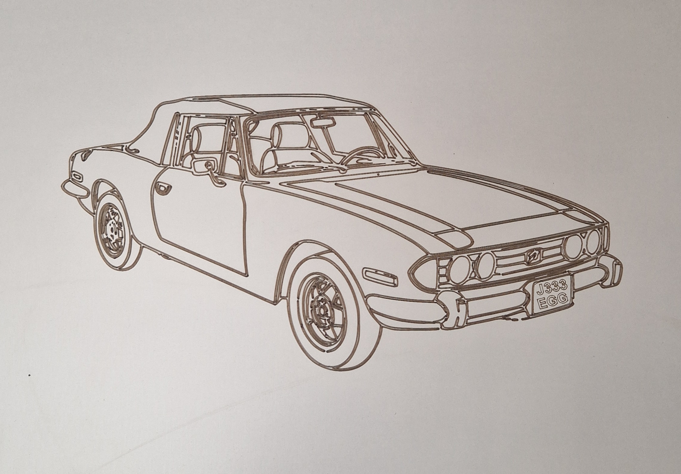 Triumph Stag boot panel laser engraved