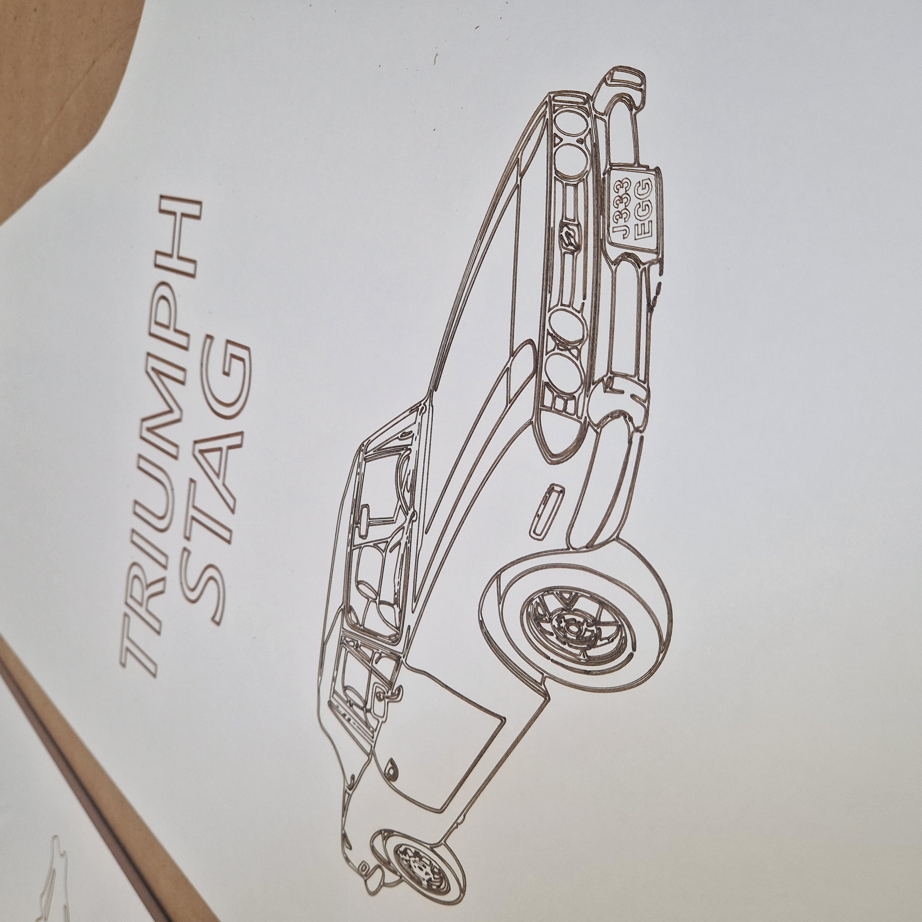 Triumph Stag boot panel laser engraved