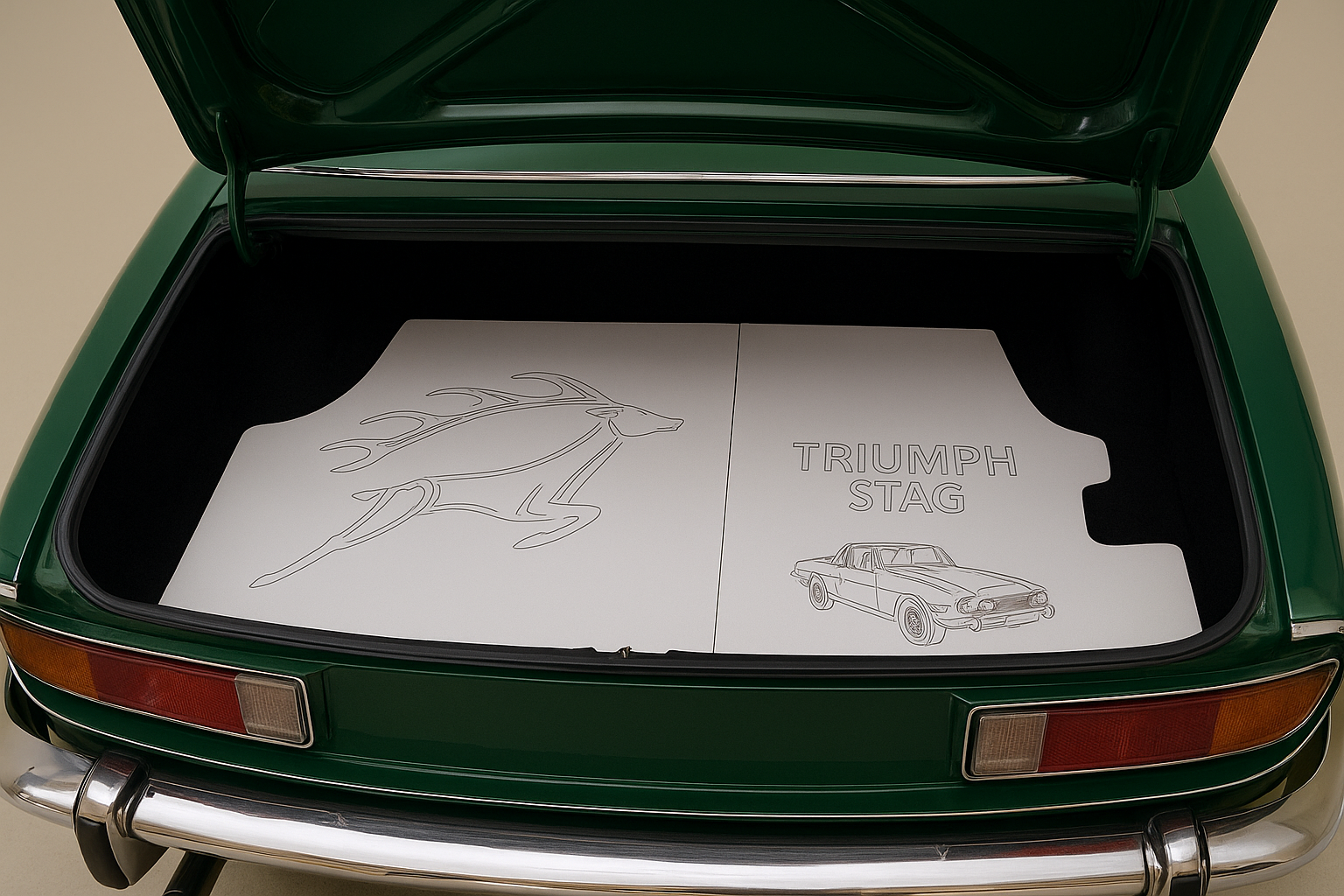 Triumph Stag boot panel laser engraved