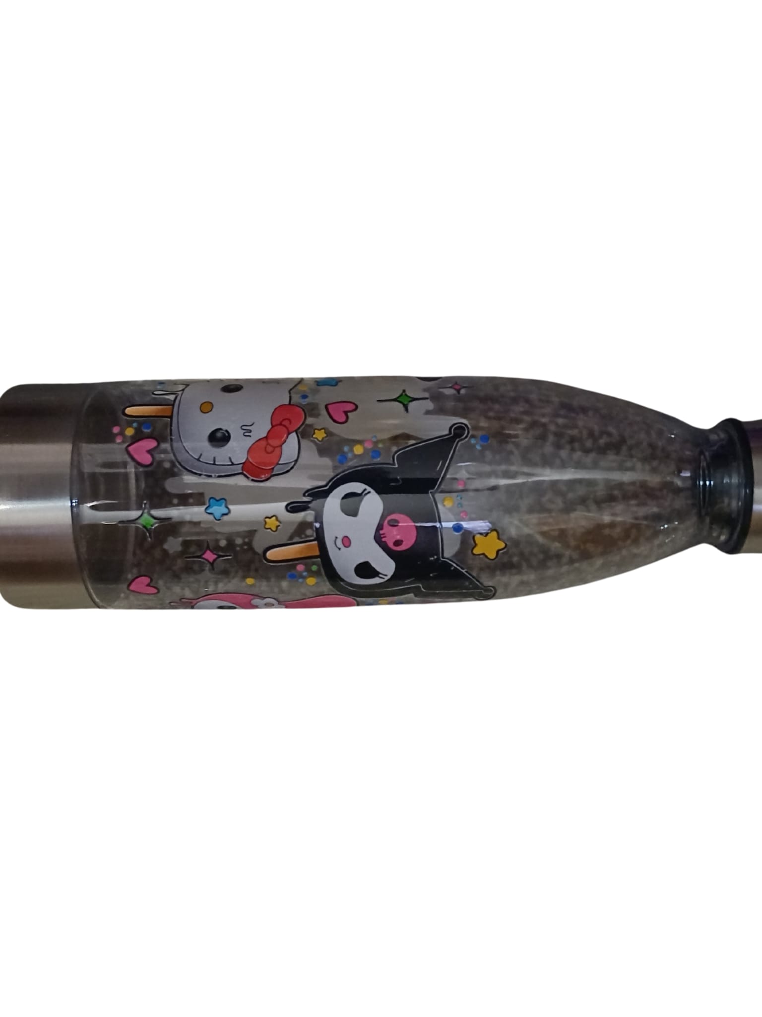 Silver and clear bottles