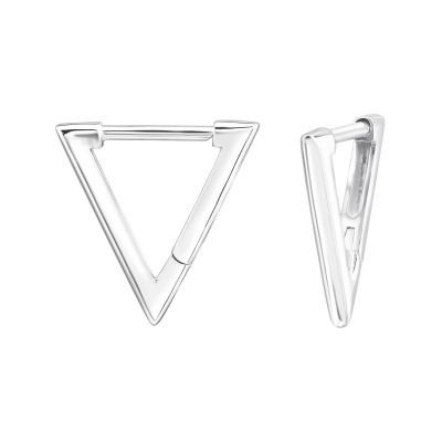 Sterling Silver Triangle Huggies Hoop Earrings