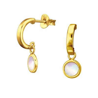 Gold Plated Sterling Silver Opal Half Hoop Stud Earrings