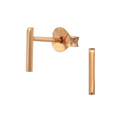 Rose Gold Plated Sterling Silver Bar Stud Earrings