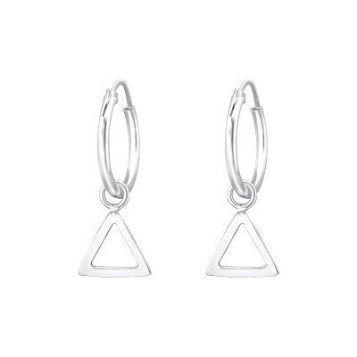 Sterling Silver Triangle Drop Hoop Earrings