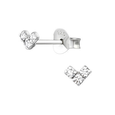 Sterling Silver Mini Crystal Heart Stud Earrings