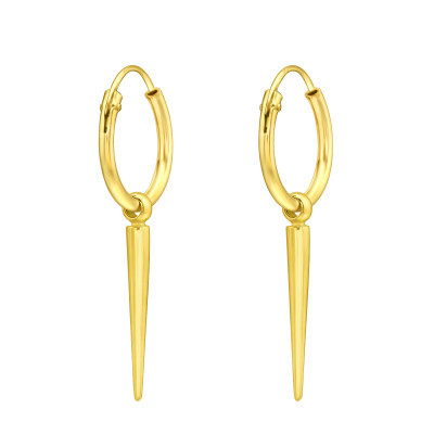 Gold Plated Sterling Silver Needle Hoop Earrings