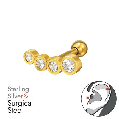 Gold Plated Sterling Silver Curved Cartilage Jewellery