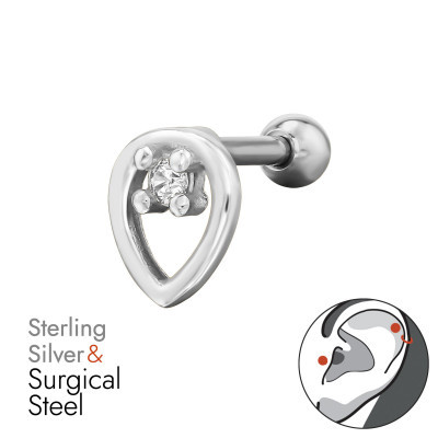 Sterling Silver and Surgical Steel Teardrop Cartilage Jewellery