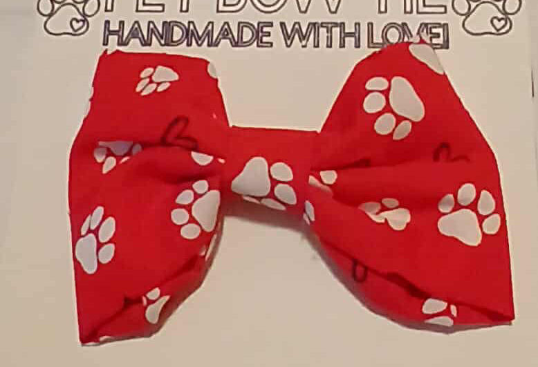 Paw Print Dog Bow