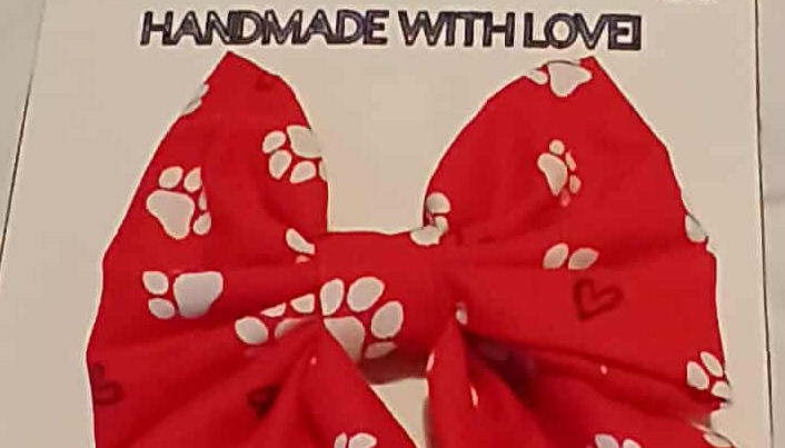 Paw Print Dog Bow