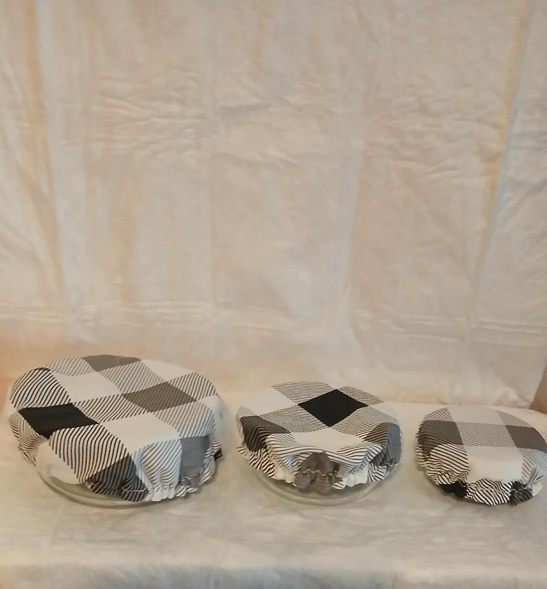 Gray Checked Bowl Covers