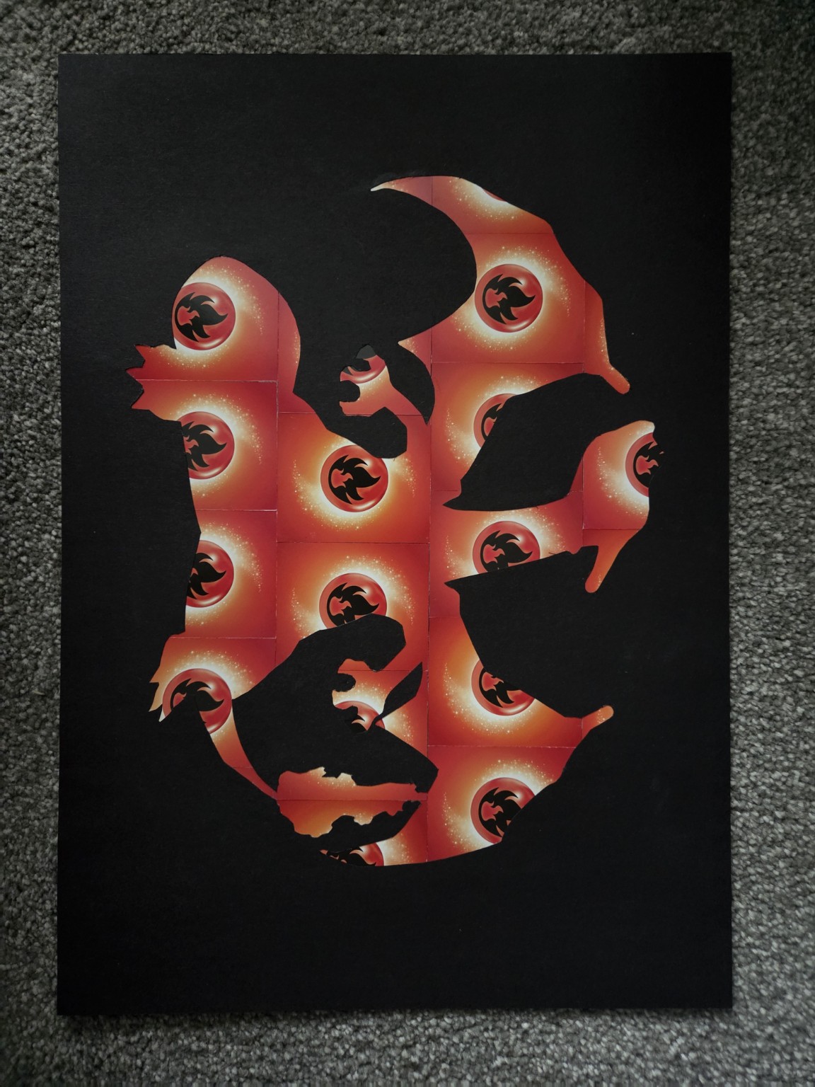Pokemon TCG Handmade Silhouette Energy Card Art A3 - Charizard - Fire