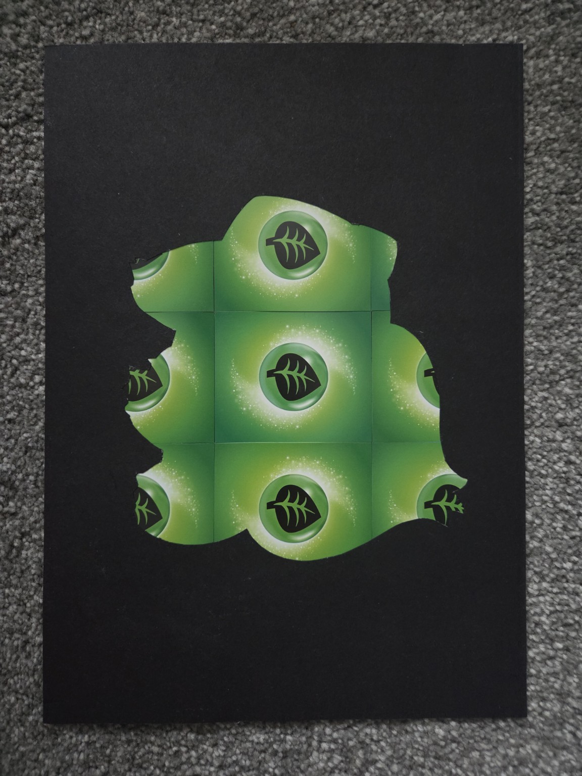 Pokemon TCG Handmade Silhouette Energy Card Art A4 - Bulbasaur - Grass