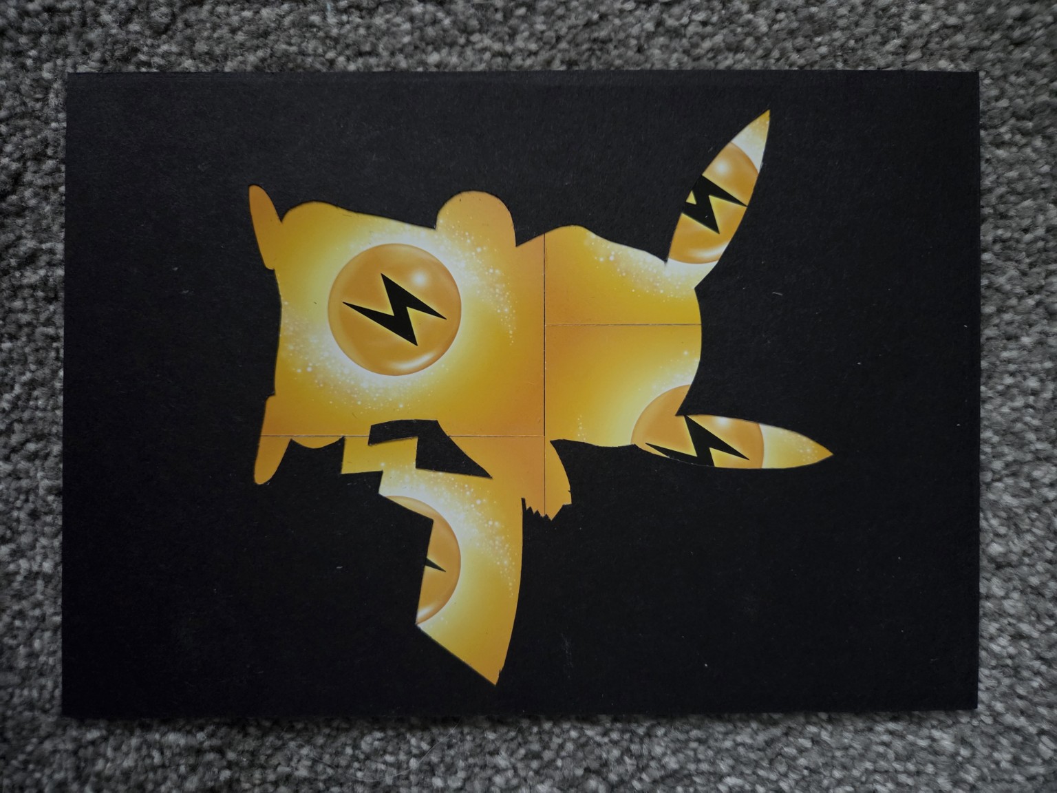 Pokemon TCG Handmade Silhouette Energy Card Art A5 - Pikachu - Lightning