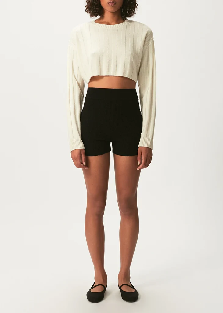 Black Cashmere Biker Shorts