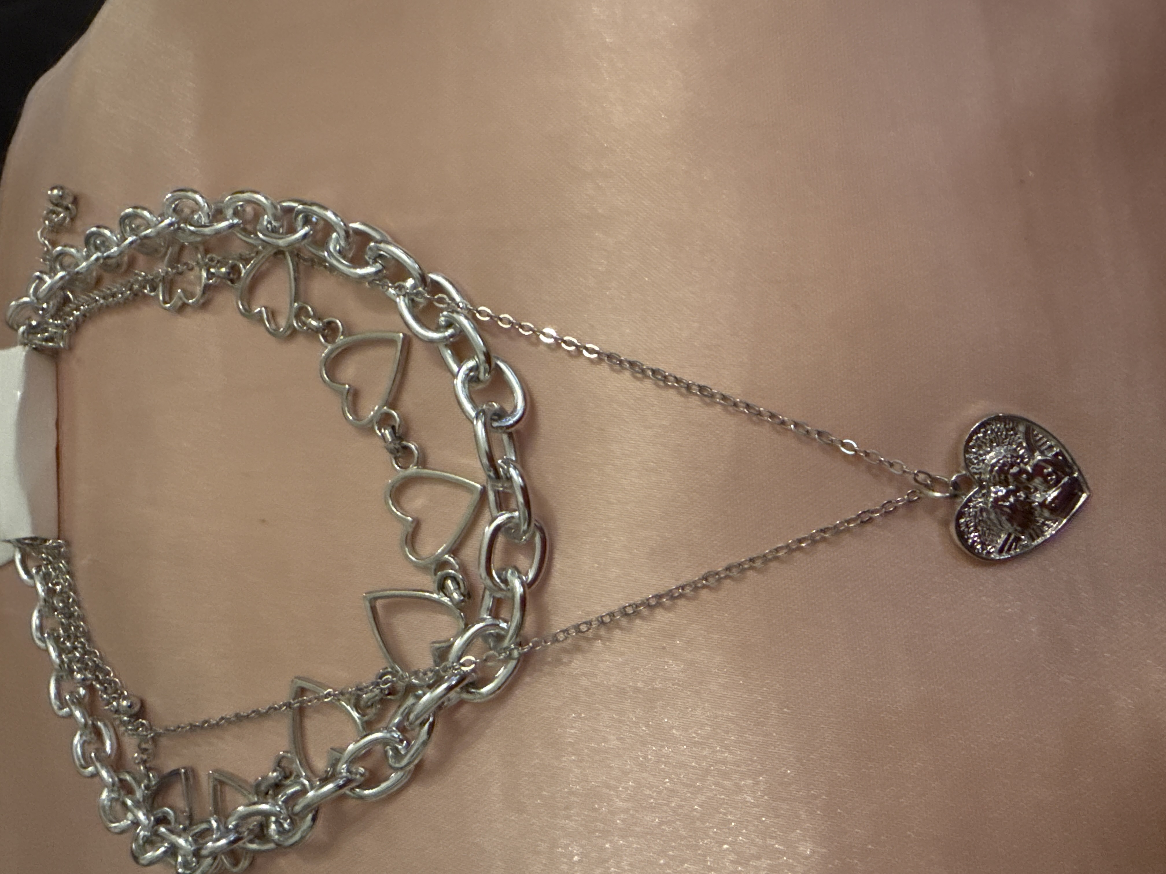 Three layered hearts necklaces