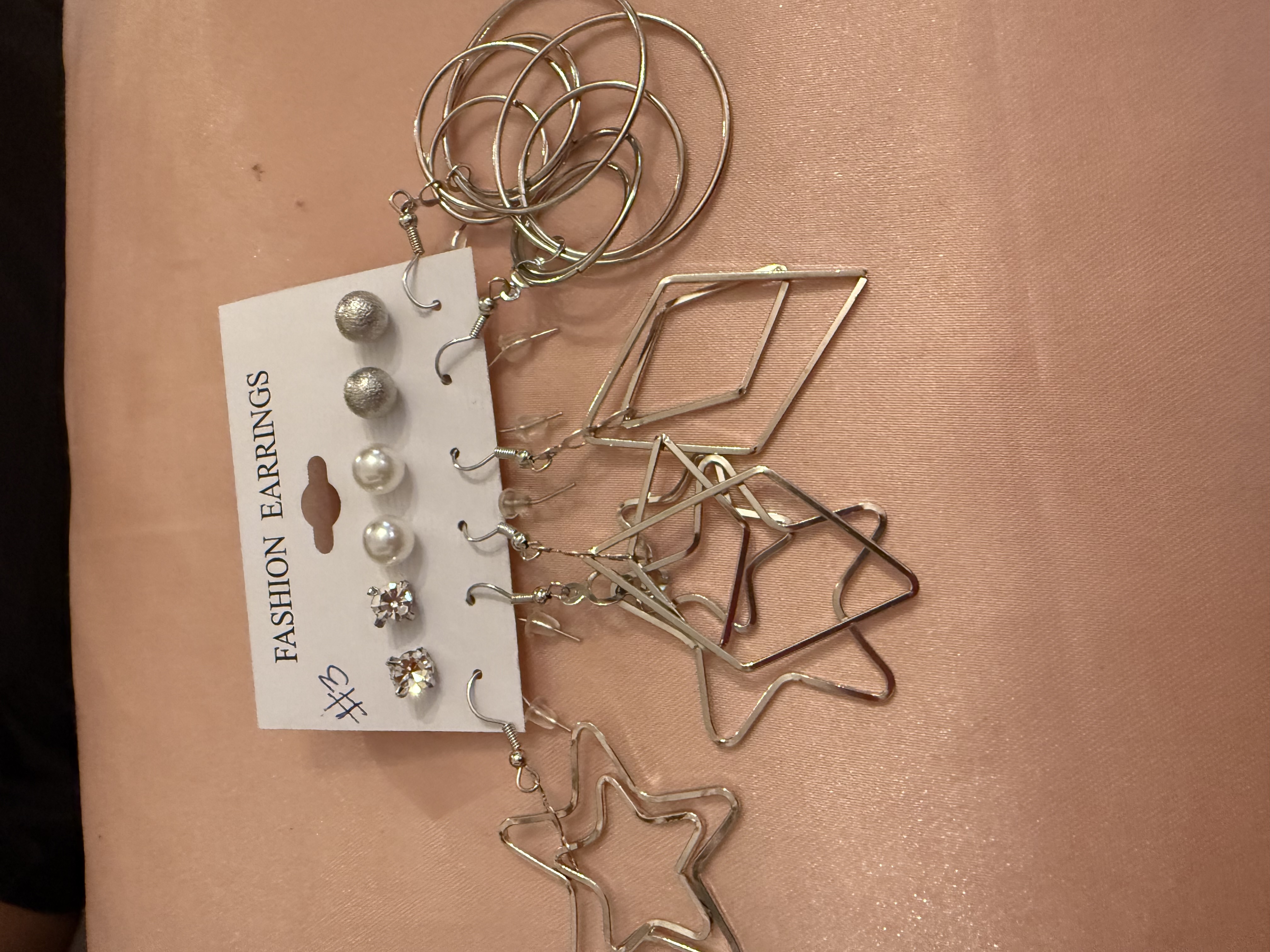 Six earrings set/silver tone
