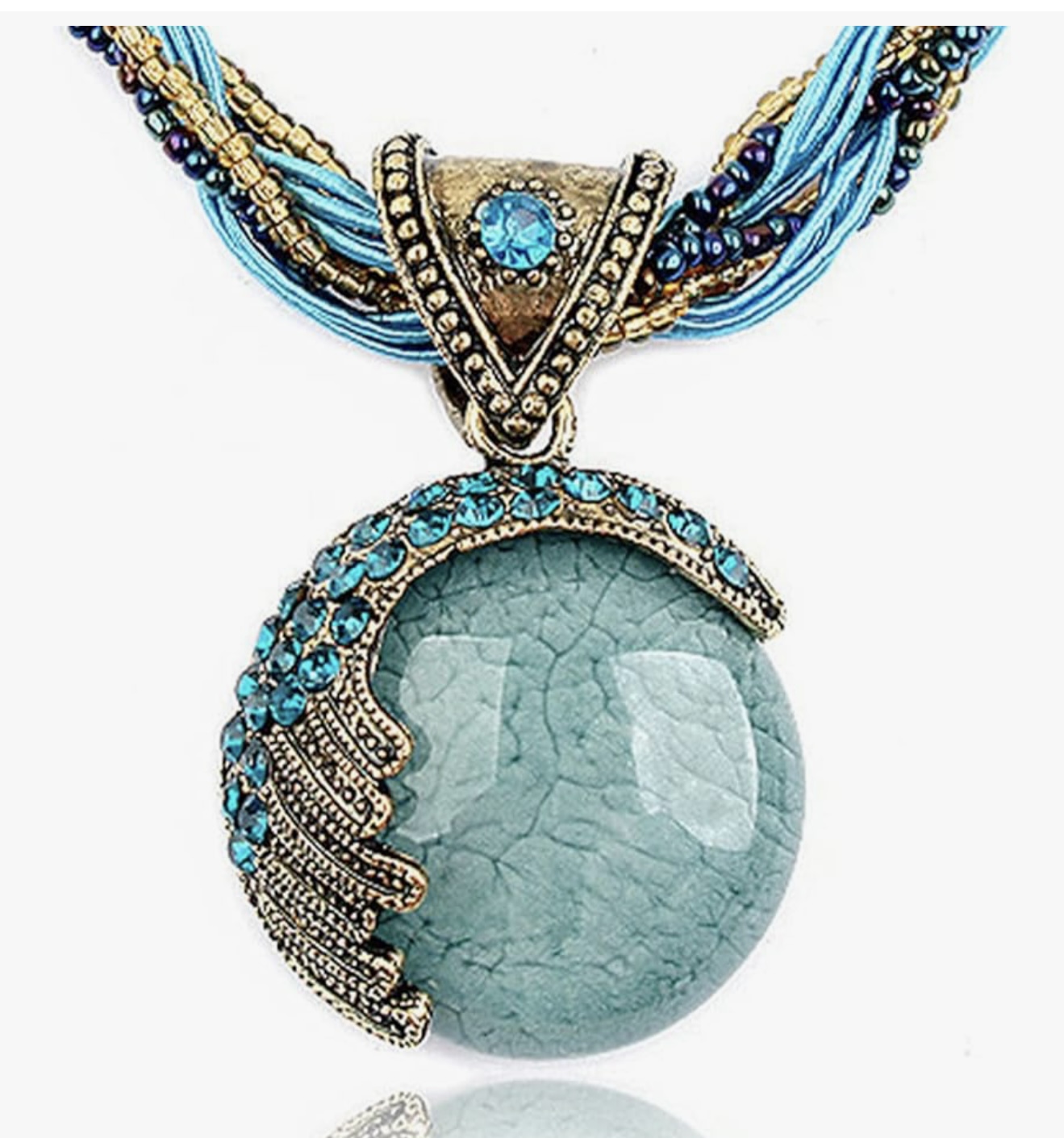 Light Blue Round Pendant Necklace