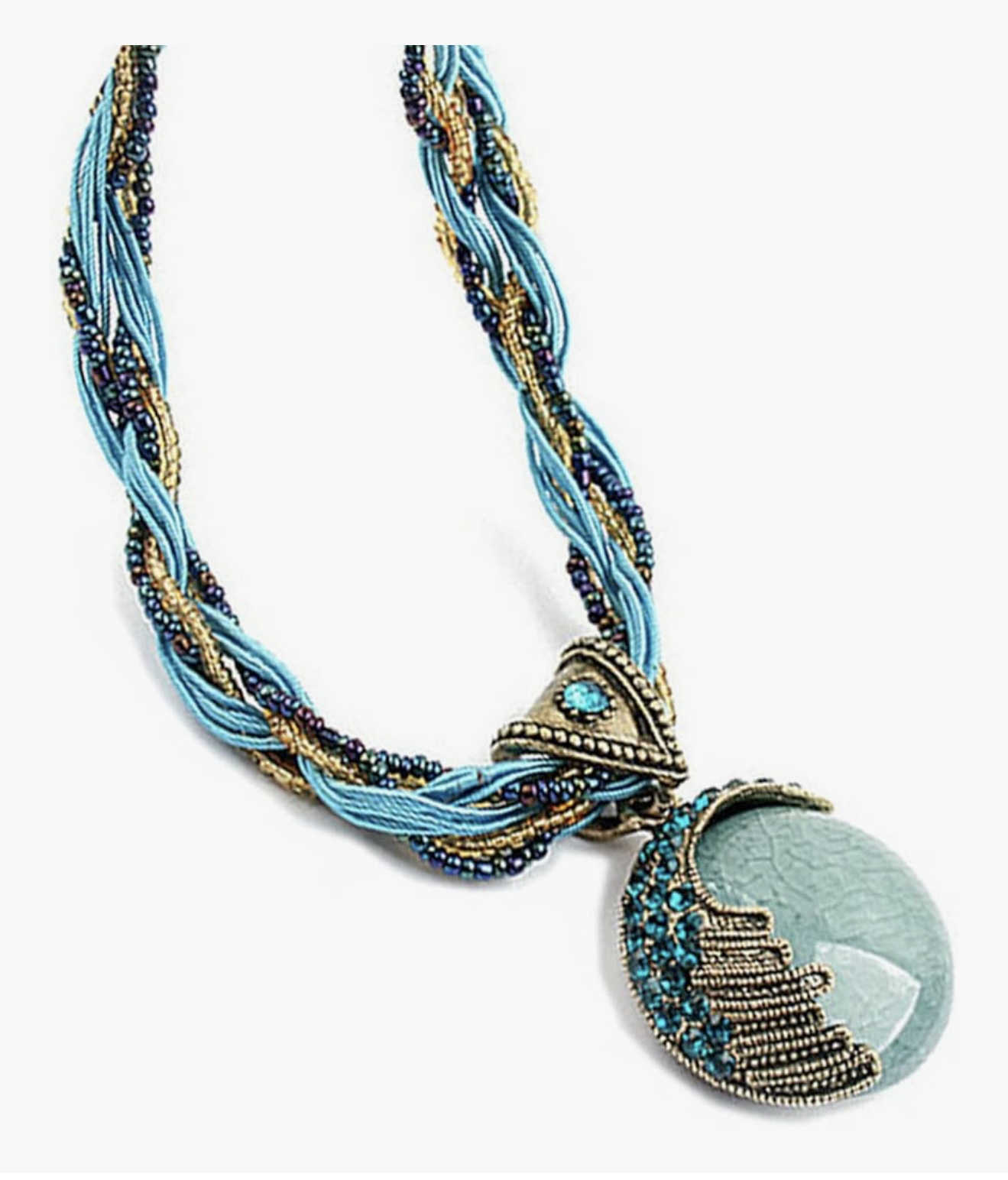 Light Blue Round Pendant Necklace