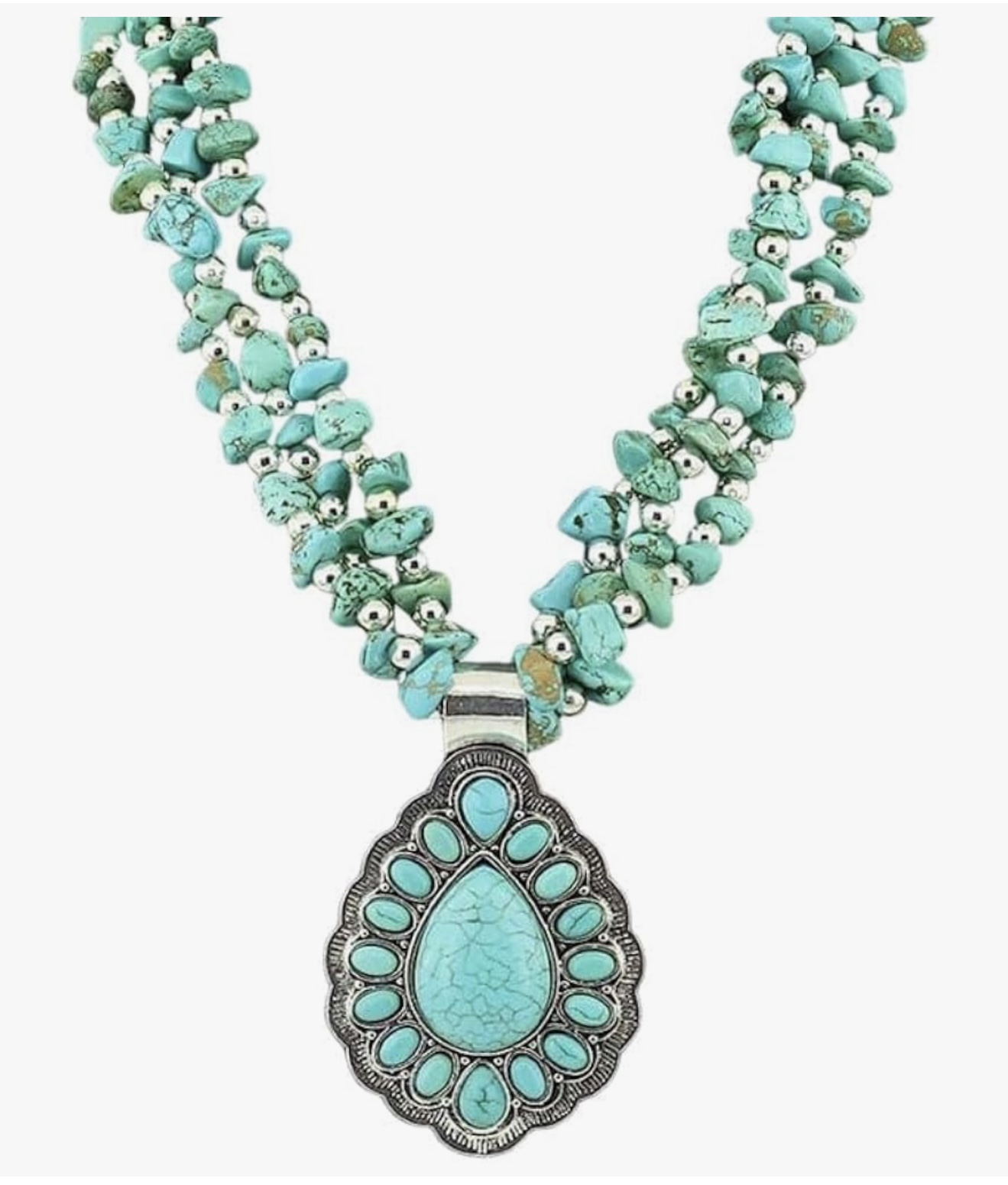 Turquoise Beaded Pendant Necklace
