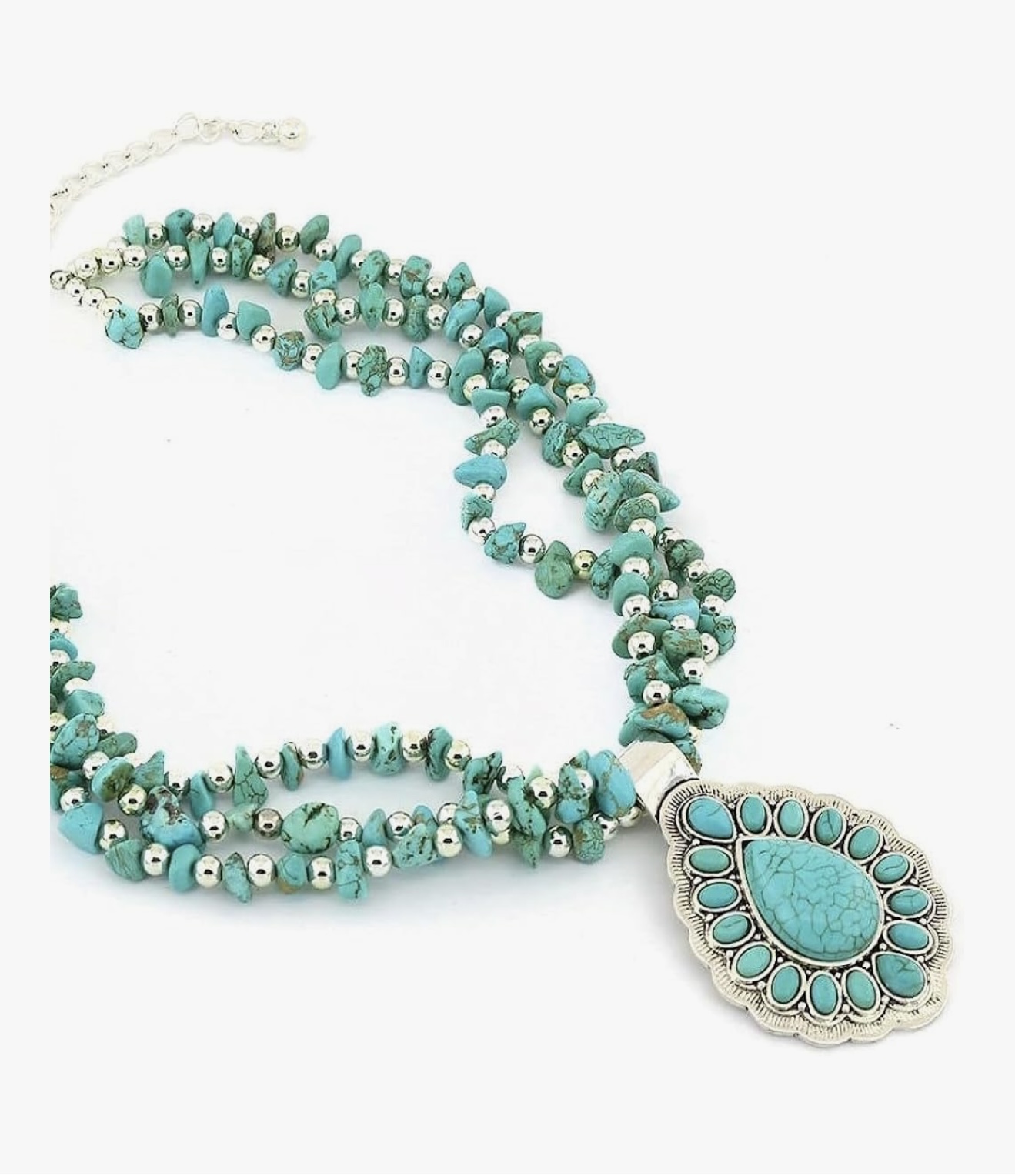 Turquoise Beaded Pendant Necklace
