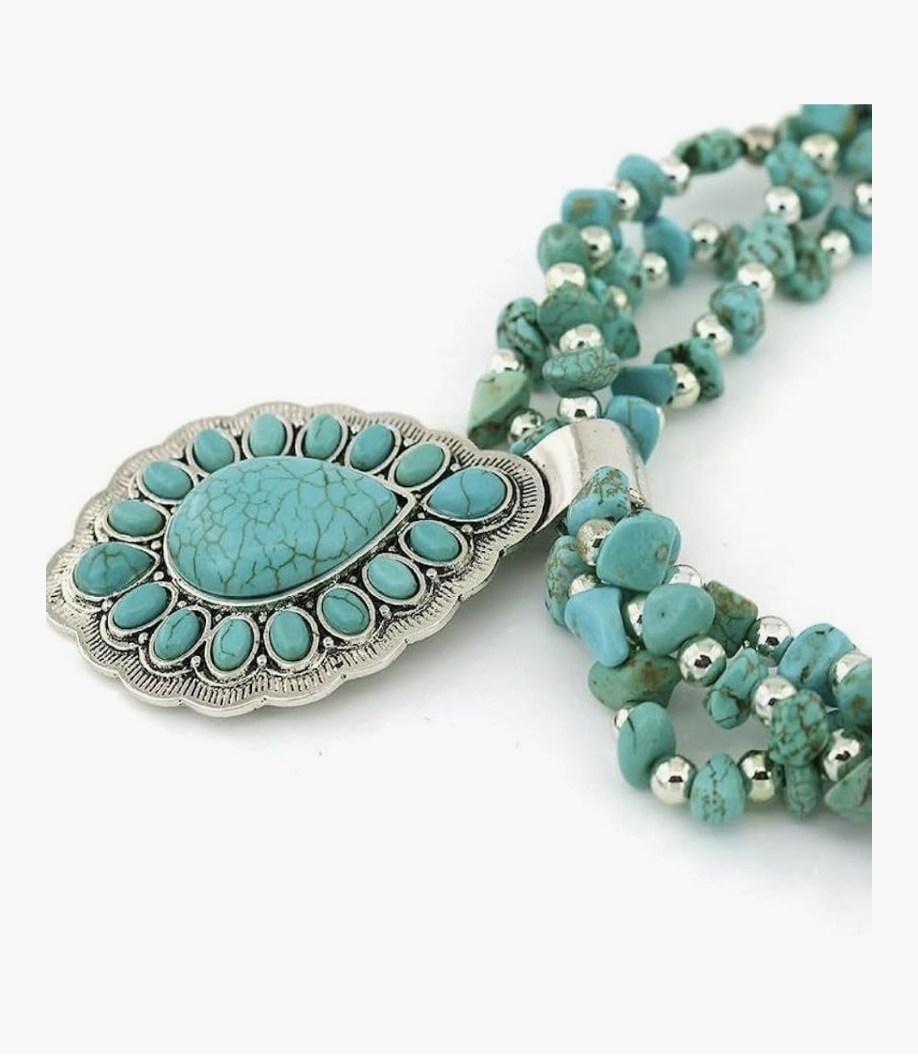 Turquoise Beaded Pendant Necklace