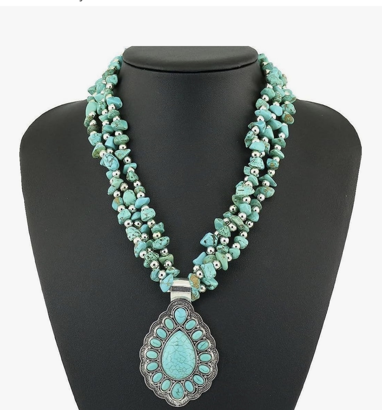 Turquoise Beaded Pendant Necklace