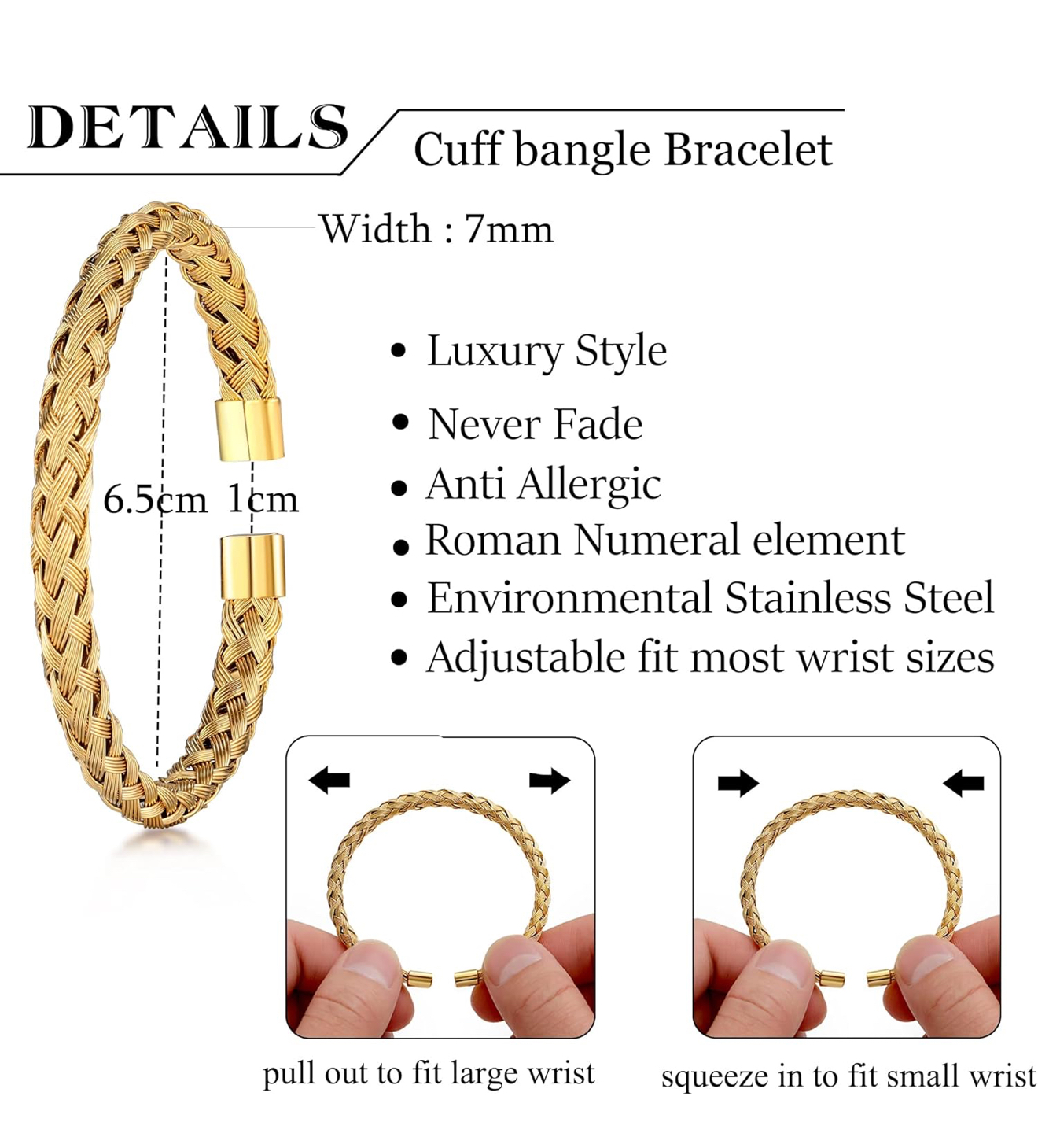 Men’s cuff bracelet in golden tone