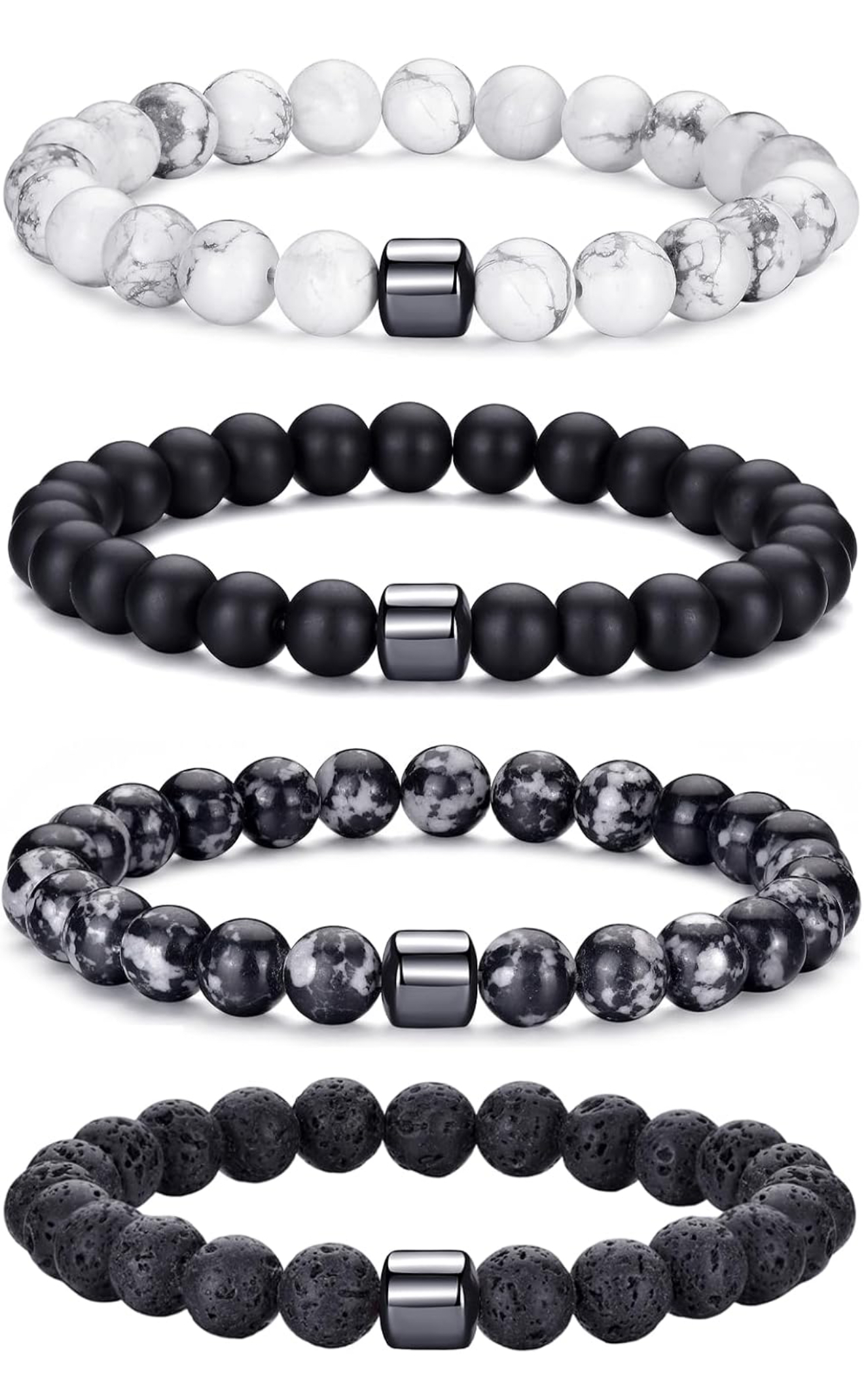 4 stone bracelets in different tones for men