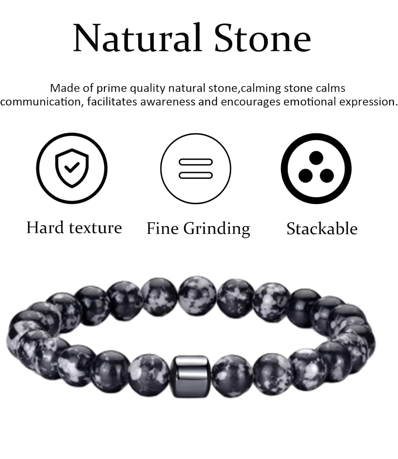 4 stone bracelets in different tones for men