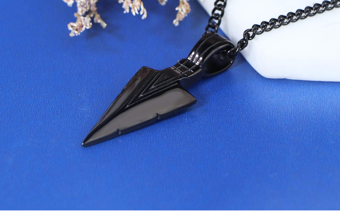 2 pendant necklaces in black & silver tone for men