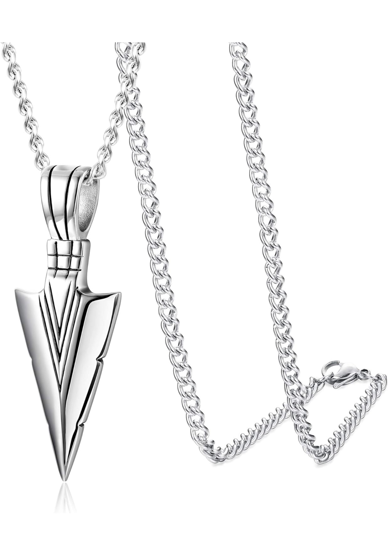 2 pendant necklaces in black & silver tone for men